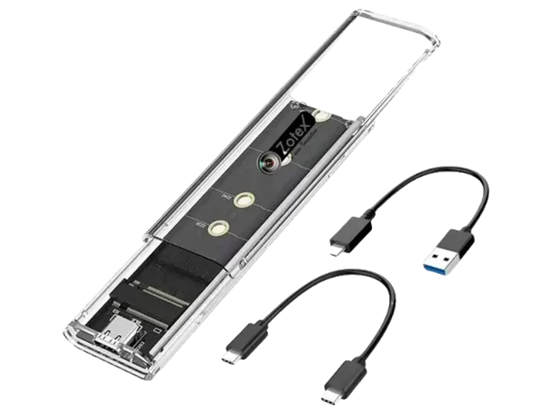 ZOTEX NVMe/SATA SSD Enclosure USB 3.2 Gen 2 (10Gbps) Type-C to Type-A Cable 2.5 inch Shock Resistant Water Proof NVMe SSD Enclosure