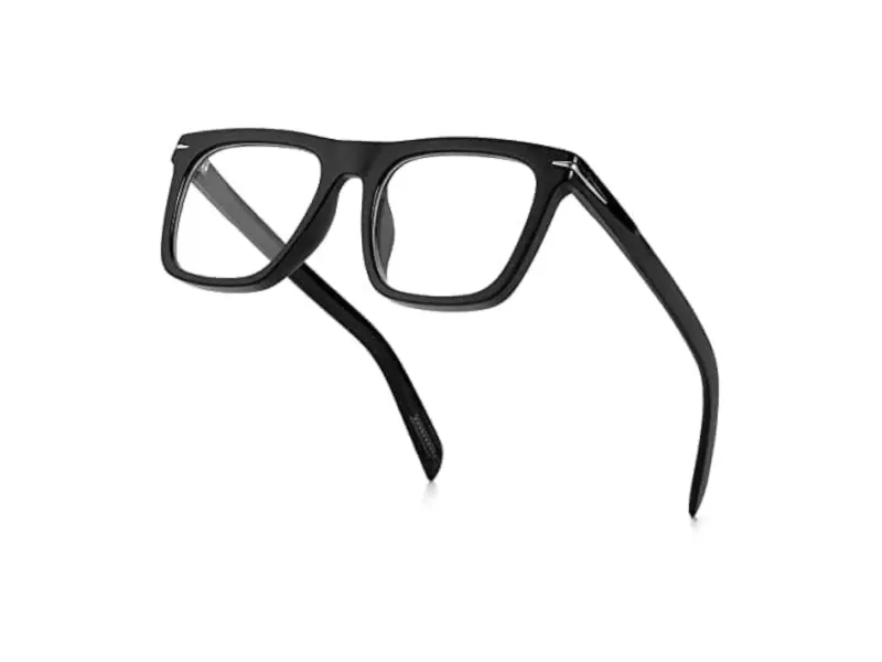 Roshfort Eyeglasses Square Spectacles Black adn Clear Anti Blue Ray Blocking BlueCut Anti Glare Reduce zero Power Mobile computer Laptop Gaming protection For Men & Women. (D-3)
