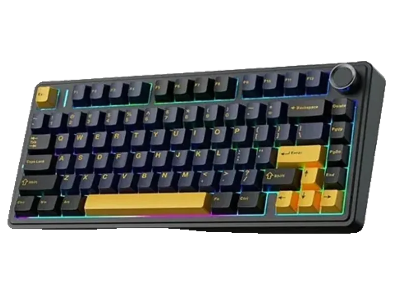 Aula F75 Wireless Tri Mode RGB 75 Percent Mechanical Gaming Thunder Black Keyboard With Graywood Switch