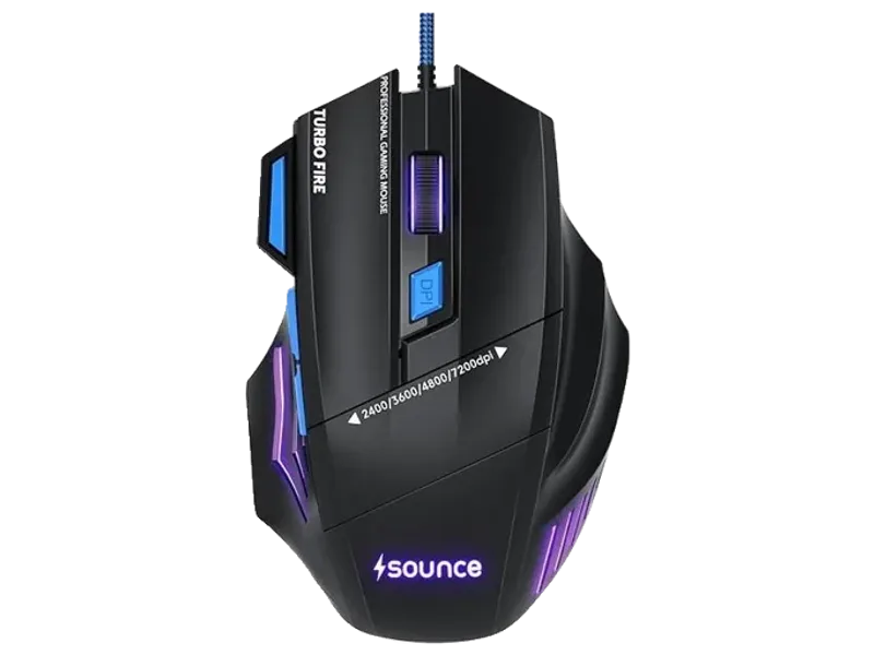 sounce Apex Wired Ergonomic Optical Gaming Mouse with 7200 DPI Precision Optical Sensor, 7 Programmable Buttons, RGB LED Modes, Braided Cable and� � Comfortable Design