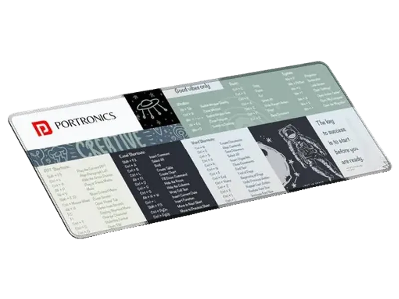 Portronics Comfipad 2 Extended Mouse Pad, Windows Shortcuts, Non-Slip Base, Stitched Edges Non Slip Base Mousepad