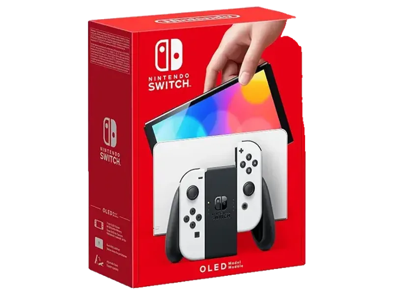 Nintendo Switch OLED (1 Year Included Warranty) Online Gaming (White) – 7" OLED Screen, Enhanced Audio, 64GB Storage, Handheld & TV Docking