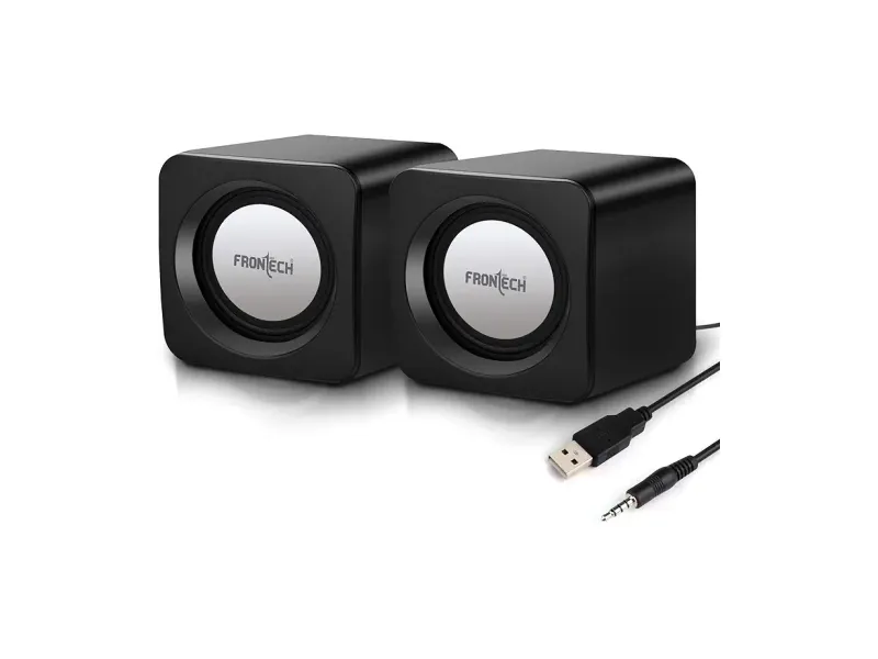 FRONTECH 2.0 Multimedia Speakers with USB Power, AUX Connectivity & Volume Control (SPK-0002BLK)