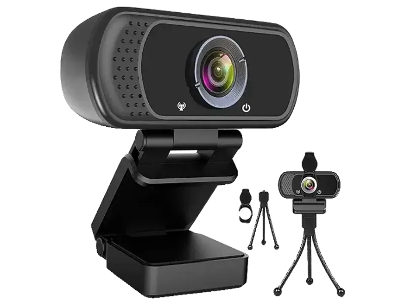 1080P Webcam with Microphone and Tripod, Full HD USB Web Camera, 110° Wide Angle Plug and Play Computer Camera for PC Laptop Desktop, Online Classes, Work from Home, Video Conferencing
